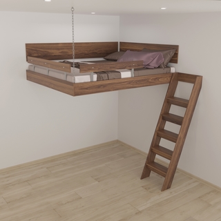 Patrové jednolůžko zavěšené rohové (šířka do 140 cm)